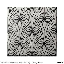 Black And Silver Wall Art Uk New Black And Silver Art Deco Fan Style Ceramic Tile Zazzle Co Uk Silver Art Art Art Deco Tiles