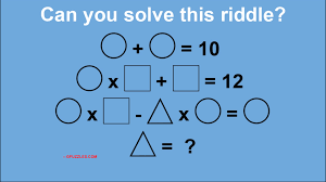 Play new puzzles each week. Circle Triangle Square Equation Riddle Genius Puzzles