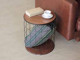 no where like home panie side table s ノーウェアライクホーム サイドテーブル パニエ sの商品詳細 スチールの網籠にウォルナットの底板と天板が組まれた収納付きサイドテーブル ウォールナットの天板を取り外せば本体の中にブランケット サイドテーブル