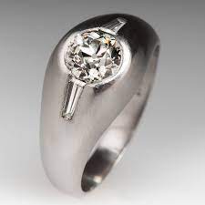 1 Carat Old Diamond Mens Platinum Ring Modern Mens Rings Mens Jewelry Jewelry