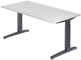 Du arbeitest zwischendurch auch gerne mal im stehen? Schreibtisch Spirit Breite 160 Cm X Tiefe 80 Cm C Fuss Gestell Graphit Dekor Weiss