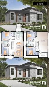 Browse small house plans with photos. Mid Century Home Plan Small 4 Bedrooms Affordable Modern House Plan Finished Basement Total 4 Beds 2 Fam Modern House Plan Sims House Plans House Plans