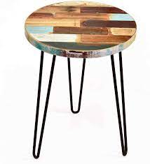 Get great quality and fabulous savings on accent tables and more at big lots! Amazon Com Welland Side Table Reclaimed Wood Round Hairpin Leg End Table Night Stand Recycled Boat Wood 20 Tall Kitchen Dining