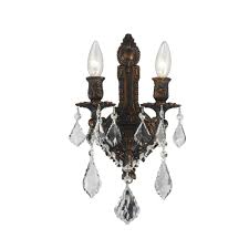Versailles 2 Light Dark Bronze Finish Crystal Wall Sconce Light 12 In W X 13 In H Medium W23314f12 Luminous Trends