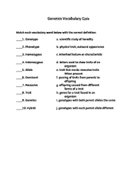 .monohybrid cross worksheet answer key, genetics vocabulary worksheet and human body system worksheet answer key are three main things we will present to you based on the gallery title. Genetics Vocabulary Quiz By Teaching Beyond The Norm Tpt