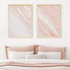 Large Abstract Art Set Of Two Prints 24x36 Art Prints Dusty Etsy Pink And Beige Bedroom Gold Bedroom Decor Pink Rugs Bedroom