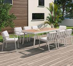 salon de jardin aluminium et bois teck 8 personnes table 220x90 nofi beige table de jardin juegos para jardin jardines