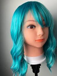 Light Blue Wig,teal Blue Wigs,short Bob Wavy Wig,blue Wig With Bang,blue  Bob Wig,short Anime Teal Blue Wig,role-play Hair,hair Wig for Women