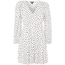 Black And White Dots Dress Meme Topshop Spot Print Plisse Wrap Dress 51 Liked On Polyvore Featuring Dresses Monochrome White Polka D Top Shop Dress Balloon Sleeve Dress Polka Dot Dress