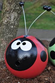Recycled Smiles Ladybug Bowling Ball Bowling Ball Garden Bowling Ball Art Bowling