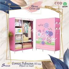 Atau dengan menggunakan kayu mahoni cat. Shenar Lemari Baju Anak Bayi Portable Lemari Pakaian Rak Baju Kain Karakter 105 Ciss Non Disney Shopee Indonesia