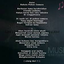 Berikut ini lirik lagu 'mencari alasan' lagu yang dipopulerkan band asal malaysia exist. Exist Rahsia Pohon Cemara Lirik Lagu Melayu Terbaik Facebook