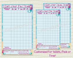 Mermaid Earn Your Ipad Tablet Fire Time Chart Chore Chart Goal Chart Dry Erase Laminated Visual Chart Responsibility Kids