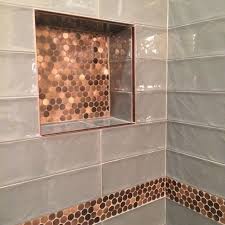 Bathroom Focal Point Tile Brushed Copper Rounds Metal Mosaic Tile Small Bathroom Tiles Copper Bathroom Tile Bathroom