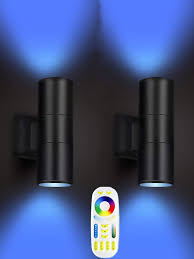 Exterior Double Up Down Outdoor Wall Lights Mi Light Remote Control Rgb Color Changing 1000lm Warm White 3000k Rgbw Cylinder Outdoor Wall Light Smart Led Exterior Lighting 2 Pack Amazon Com
