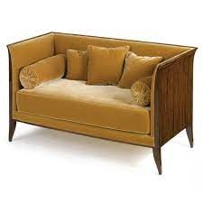 Art deco button back love seat w/ ebonized walnut legs in striated bronze silk. Emile Jacques Ruhlmann Lot Art Deco Furniture French Art Deco Furniture 1920s Furniture