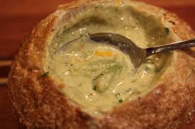 It's very filling with a salad and bread. Copycat Broccoli Cheese Soup In Bread Bowls Kel S Cafe Of All Things Food