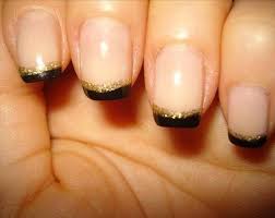 Black And Gold French Tips Gold Nails French Tip Nails Trendy Nails Home black nails black nails with gold tips. pinterest