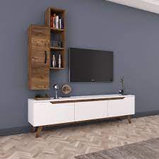 rani d1 duvar rafli kitaplikli tv unitesi duvara monte dolapli ahsap ayakli tv sehpasi beyaz ceviz m1 tv unit design modern entertainment unit tv wall design