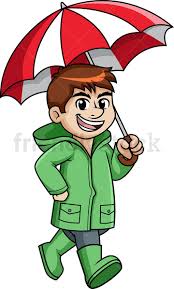 Black And White Umbrella Cartoon Walking Man Holding Umbrella Cartoon Clipart Vector Friendlystock Umbrella Cartoon Cartoon Clip Art Cartoon