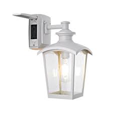 Home Luminaire Spence Collection 1 Light Outdoor Wall Lantern With Seeded Glass And Built In Gfci Outlets White Finish Walmart Com Walmart Com