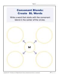 Learn to spell bl words like blue, blog and blast. Consonant Blends Worksheets Bl Words