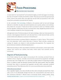 Food Processing Background Reading