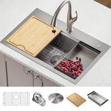 Check spelling or type a new query. Buy Kraus Kore Workstation 32 Inch Drop In Or Undermount Single Bowl Stainless Steel Kitchen Sink With Accessories Pack Of 5 Online In Indonesia 889948633