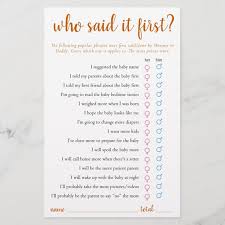Fall Baby Shower Orange Who Said It First Game Zazzle Com In 2021 Baby Shower Party Games Baby Shower Fall Modern Baby Shower Games