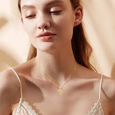 10K Gold Round Cubic Zirconia Four-leaf Clover Pendant Necklace