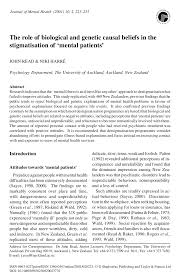 Pdf The Role Of Biological And Genetic Causal Beliefs In The Stigmatisation Of Mental Patients