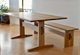 Trestle Table And Bench In White Oak And Dyed Hickory Link To Build Pictures In The Comments Diy Dining Room Table Trestle Table Table