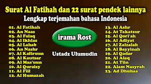 Surah2 pendek (dalam rumi dan bm). Surat Al Fatihah Dan 22 Surat Pendek Al Quran Lainnya Lengkap Terjemahan Bahasa Indonesia Youtube