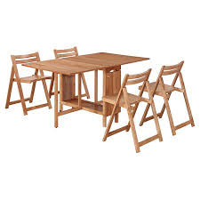 Wood Framed Dining Set With 4 Chairs That Fold And Store Inside The Table Product Table And Four Chairscons Space Saving Dining Room Space Saver Table Linon