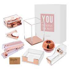 Personalised heart cake topper for wedding,anniversary,special occassion. Amazon Com Clear Rose Gold Acrylic Office Supplies Desk Accessories Organizer Set Stapler Tape Dispenser Cutter Sticky Note Tray Paper Clip Holder Binder Clips Staples Remover Pen Holder Pencil Organization Office