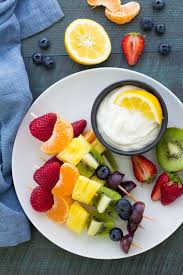 Rainbow Fruit Kabobs With Greek Yogurt Dip
