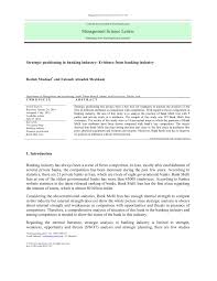 Pdf Strategic Positioning In Banking Industry Evidence From Banking Industry