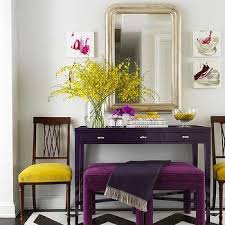 Black bedroom furniture with dark purple eggplant paint color. Yellow And Aubergine Rooms Design Ideas