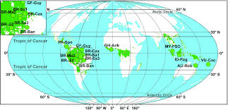 The tropics wrap around the world in a band approximately 4,800 kilometers (3,000 miles) wide between the tropic of capricorn and the tropic of cancer. A Map Of Global Tropical Rainforest Area In Green Based On The Modi Download Scientific Diagram