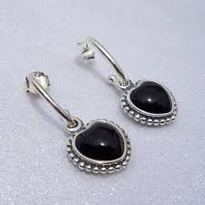 Pandora Mi Amor Earrings Retired High Fashion Genuine Designer Black Onyx Dangle Heart Glam Jewelry Free Sh Pandora Earrings Glam Jewelry Heart Dangle Earrings