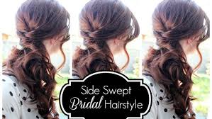 There are so many wedding hairstyles for long hair to choose from—should you put it up in an elegant chignon, wear it down and flowing around your separate a classic ponytail into three different sections for a unique, whimsical updo for long hair. Side Swept Bridal Hairstyle Youtube