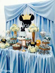 For a more traditional home, this beautiful set has beveled glass inserts on top, intricate. I Like The Look Of This Table Set Up But No Flowers Mickey Baby Showers Mickey Mouse Baby Shower Baby Mickey