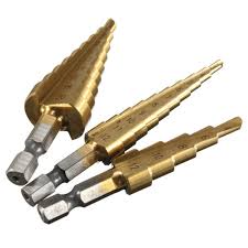 Fixmee 3pcs Titanium Step Core Drill Bits 3 12mm 4 12mm 4 20mm Hss Power Tools High Speed Steel Wood Metal Dril Drill Bits Woodworking Tools Router Step Drill