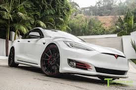 2016 Pearl White Tesla Model S Ts112 Matte Black 21 Inch Forged Wheel Red Pinstripe 5 1024x683 Tesla Model S White Tesla Model S Tesla Model