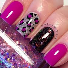 Magenta Silver Black Multi Color Leopard Print Nail Design Nails Best Acrylic Nails Leopard Nails