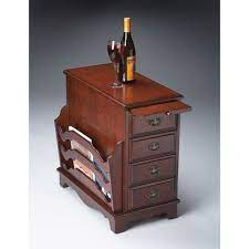 Micoe sofa side table with wheels couch table that slide under with storage shelves c style height adjustable for home/room/office(black) 4.2 out of 5 stars 2,285 $49.99 $ 49. Butler Specialty Company Plantation Cherry Side Drawer Pull Out Tray Magazine Table 7038024 Bellacor