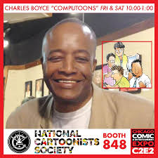 Richard Pietrzyk is here at the NCS booth! It's a good day to be a  cartoonist 👍