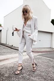 Black And White Pinstripe Suit Womens White Suits Visual Diary By Brooke Testoni Kleidung Kleidung Fur Frauen Business Kleidung Damen