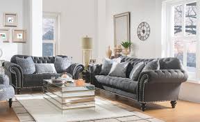 Shop haynes furniture for more living room sets. Dark Grey Velvet Tufted Sofa Set 2pcs Vintage Traditional Gaura 53090 Acme Gaura 53090 Set 2