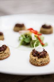 Rh Passed Hors D Oeuvres Panisse With Lemon Aioli And Olive Tapenade Photo By Caitlinn Mahar Daniels Food Wedding Food Drink Olive Tapenade